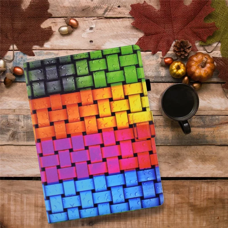For iPad Air (2013) / Air 2 / iPad 9.7-inch (2017) / (2018) Case Pattern Printed Leather Flip Cover Anti-Drop Tablet Shell - Knitted Strip