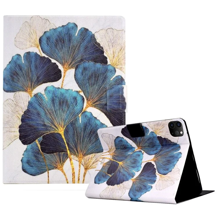 For iPad Air 11 (2025) / (2024) / Air (2020) / (2022) / Pro 11 (2022) / (2021) / (2020) / (2018) Leather Cover Pattern Printed Case - Leaf
