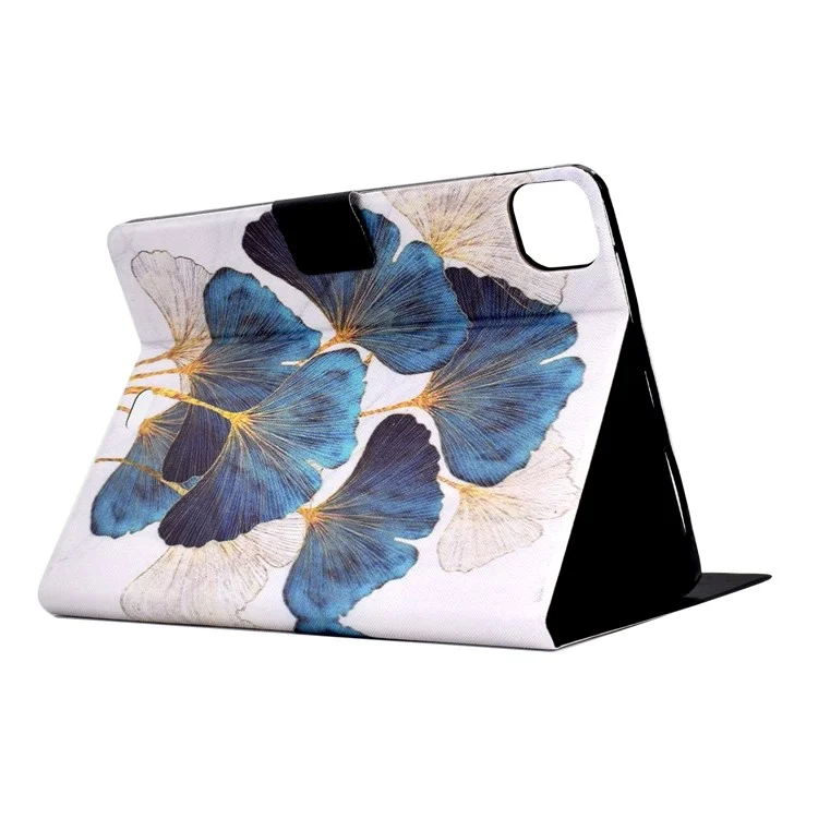 For iPad Air 11 (2025) / (2024) / Air (2020) / (2022) / Pro 11 (2022) / (2021) / (2020) / (2018) Leather Cover Pattern Printed Case - Leaf