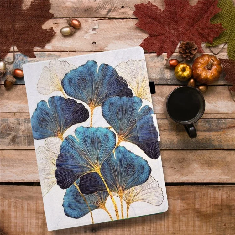 For iPad Air 11 (2025) / (2024) / Air (2020) / (2022) / Pro 11 (2022) / (2021) / (2020) / (2018) Leather Cover Pattern Printed Case - Leaf