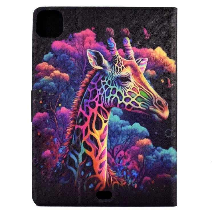 Pour iPad Pro 11 (2020) / (2021) / (2022) / iPad Air 11 (2024) / Air (2020) / (2022) Housse en cuir PU avec motif imprimé - Girafe