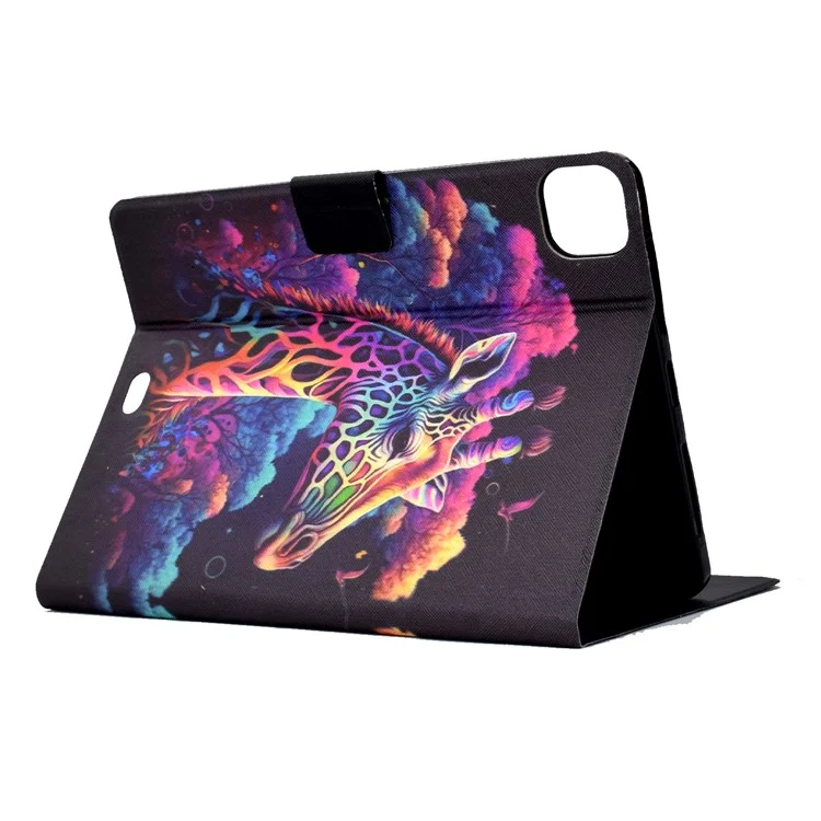Pour iPad Pro 11 (2020) / (2021) / (2022) / iPad Air 11 (2024) / Air (2020) / (2022) Housse en cuir PU avec motif imprimé - Girafe