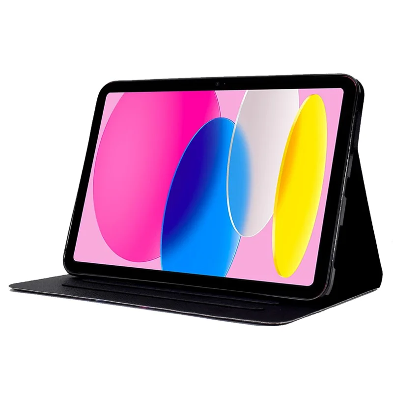 For iPad (2025) / 10.9 (2022) Shockproof Case Pattern Printed Leather Flip Cover Anti-Drop Tablet Case - Colorful Tiger