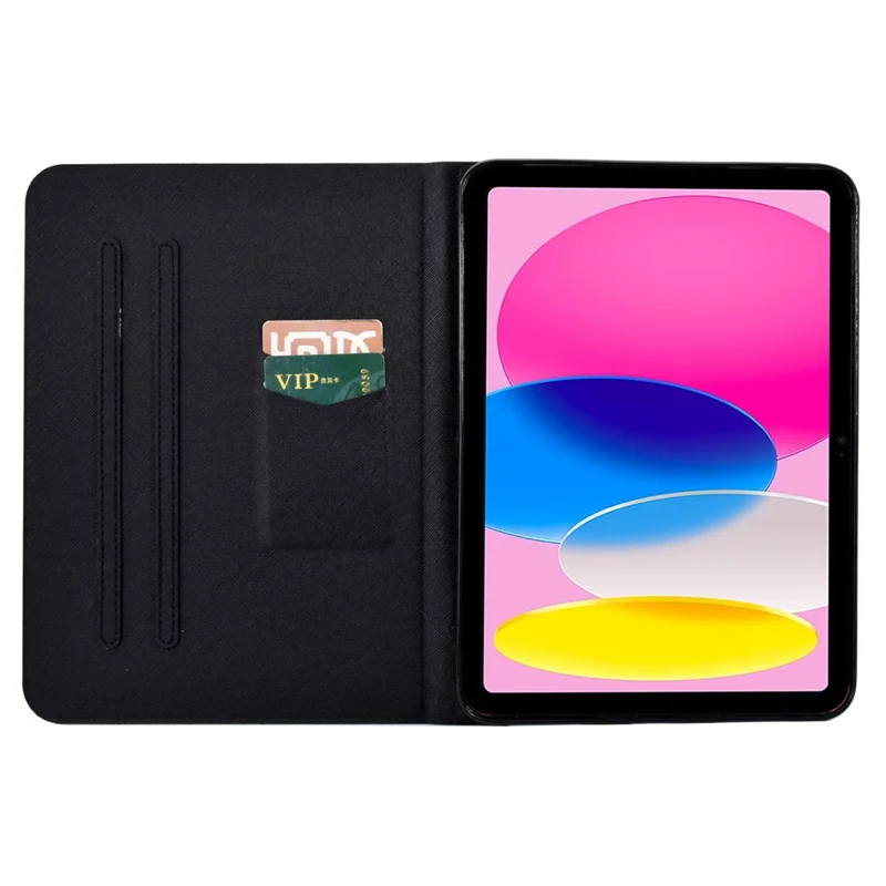For iPad (2025) / 10.9 (2022) Shockproof Case Pattern Printed Leather Flip Cover Anti-Drop Tablet Case - Leaf