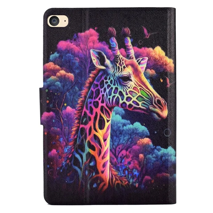 For iPad mini (2019) 7.9 inch / mini 4 / 3 / 2 / iPad mini Tablet Leather Case Pattern Printing Card Holder Stand Cover - Giraffe