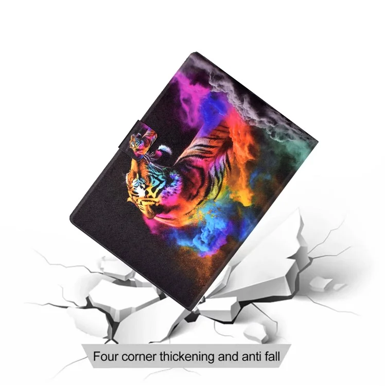 For iPad mini (2019) 7.9 inch / mini 4 / 3 / 2 / iPad mini Tablet Leather Case Pattern Printing Card Holder Stand Cover - Colorful Tiger