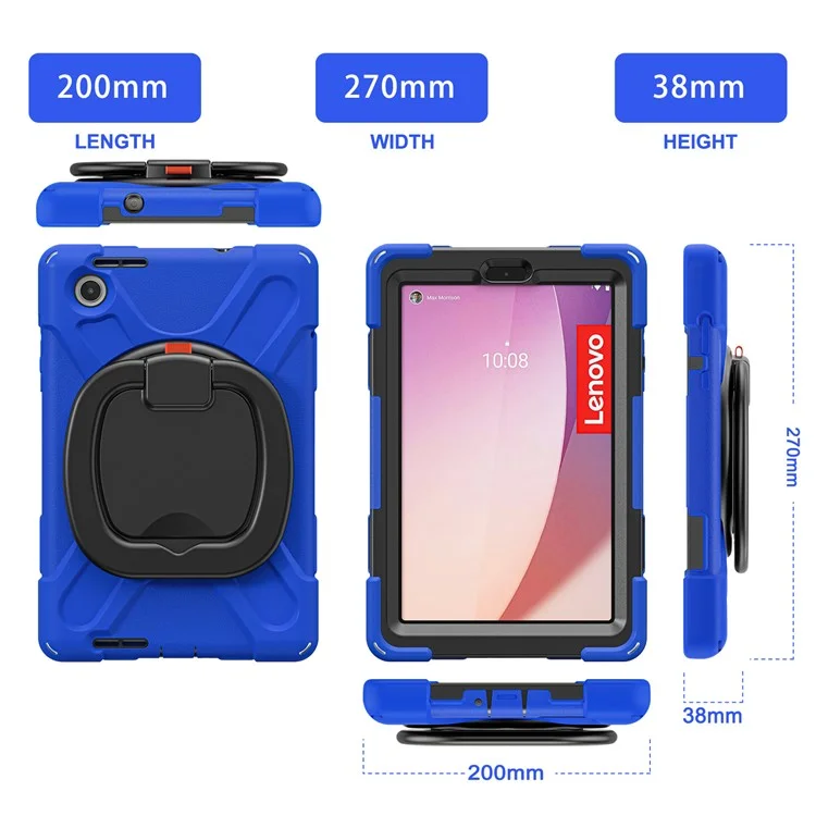 Étui pour tablette pour Lenovo Tab M8 (4e génération) 2024 TB-301XU / M8 (4e génération) 2023 TB-300FU PC + Housse de support rotative en silicone - Bleu
