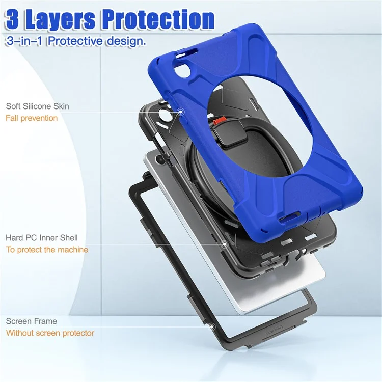 Étui pour tablette pour Lenovo Tab M8 (4e génération) 2024 TB-301XU / M8 (4e génération) 2023 TB-300FU PC + Housse de support rotative en silicone - Bleu