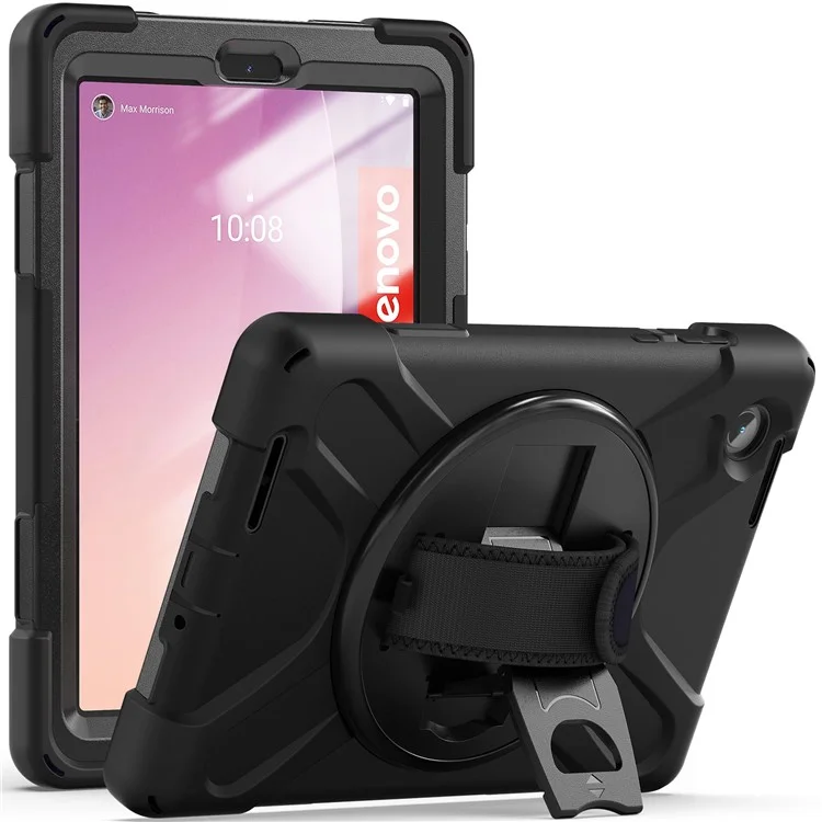 Para Lenovo Tab M8 (4ª Geração) 2024 TB-301XU / M8 (4ª Geração) 2023 TB-300FU Capa de Tablet com Suporte e Alça - Preto