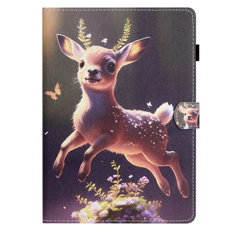 PU Leather Flip Cover for iPad mini (2024) / mini (2021) Case Pattern Printing Shockproof Case with Card Slots, Pencil Holder - Deer