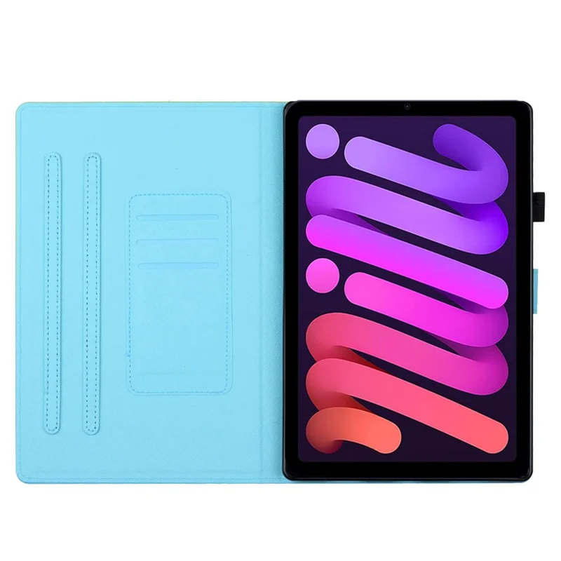 PU Leather Flip Cover for iPad mini (2024) / mini (2021) Case Pattern Printing Shockproof Case with Card Slots, Pencil Holder - Blue Butterfly