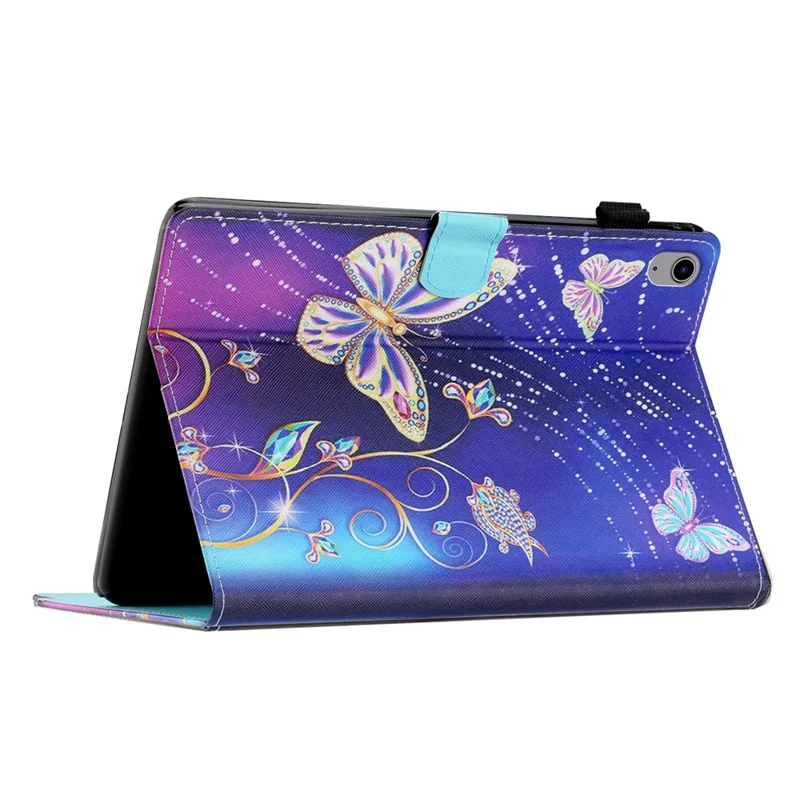 PU Leather Flip Cover for iPad mini (2024) / mini (2021) Case Pattern Printing Shockproof Case with Card Slots, Pencil Holder - Blue Butterfly