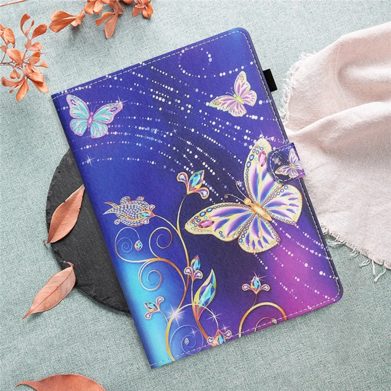 PU Leather Flip Cover for iPad mini (2024) / mini (2021) Case Pattern Printing Shockproof Case with Card Slots, Pencil Holder - Blue Butterfly