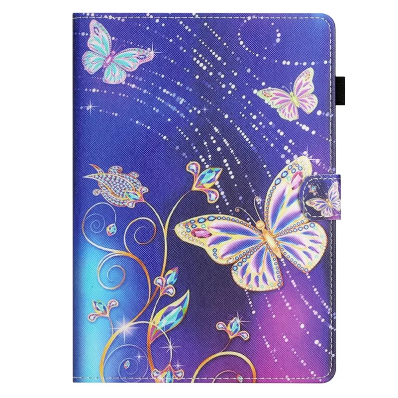 PU Leather Flip Cover for iPad mini (2024) / mini (2021) Case Pattern Printing Shockproof Case with Card Slots, Pencil Holder - Blue Butterfly