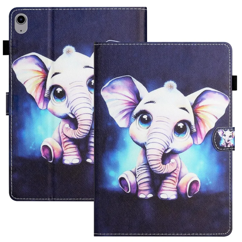 PU Leather Flip Cover for iPad mini (2024) / mini (2021) Case Pattern Printing Shockproof Case with Card Slots, Pencil Holder - Elephant