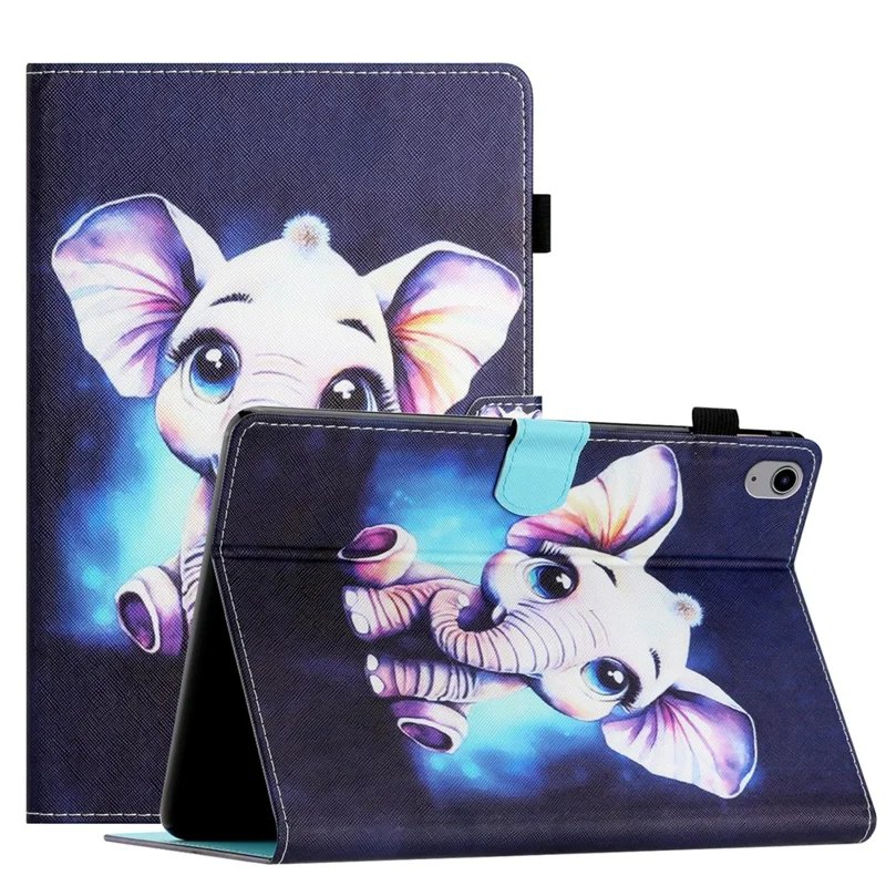 PU Leather Flip Cover for iPad mini (2024) / mini (2021) Case Pattern Printing Shockproof Case with Card Slots, Pencil Holder - Elephant