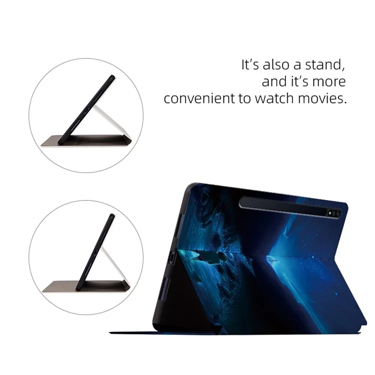 Per Samsung Galaxy Tab S7 / S8 Custodia a Portafoglio in Pelle PU con Supporto Stampa a Motivi Antiurto Custodia per Tablet - Città del Cielo