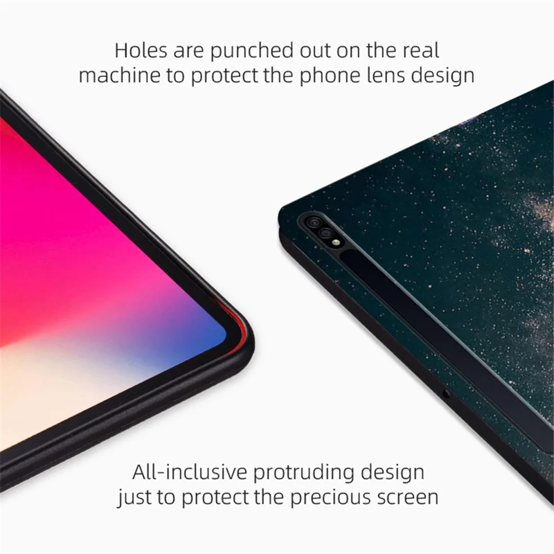 Étui en cuir PU avec impression de motif, à rabat et support, anti-chute, pour Samsung Galaxy Tab S7 / S8 - Rêver de ciel