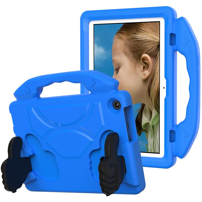 For Lenovo Tab M10 (Gen 3) EVA Tablet Case Foldable Thumb Kickstand Handle Grip Tablet Cover - Blue