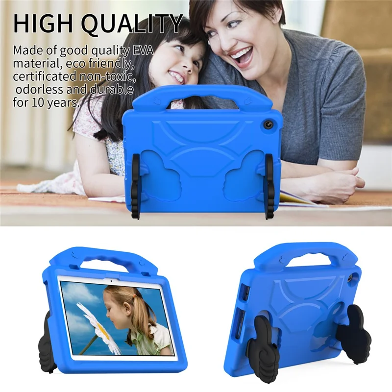 For Lenovo Tab M10 (Gen 3) EVA Tablet Case Foldable Thumb Kickstand Handle Grip Tablet Cover - Blue