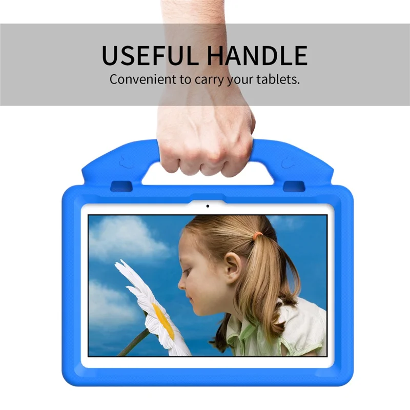 For Lenovo Tab M10 (Gen 3) EVA Tablet Case Foldable Thumb Kickstand Handle Grip Tablet Cover - Blue