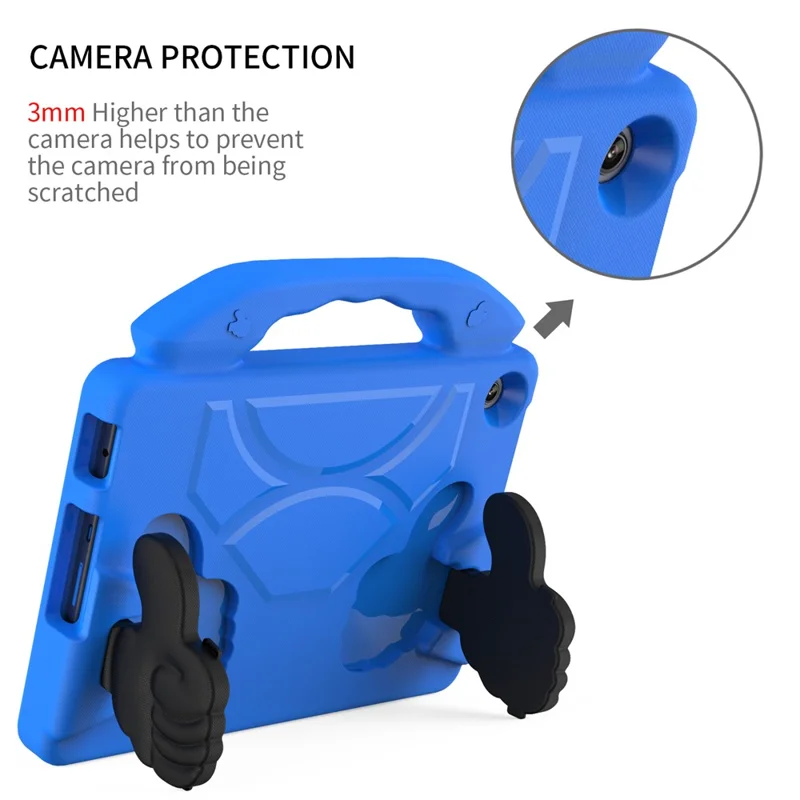 For Lenovo Tab M10 (Gen 3) EVA Tablet Case Foldable Thumb Kickstand Handle Grip Tablet Cover - Blue