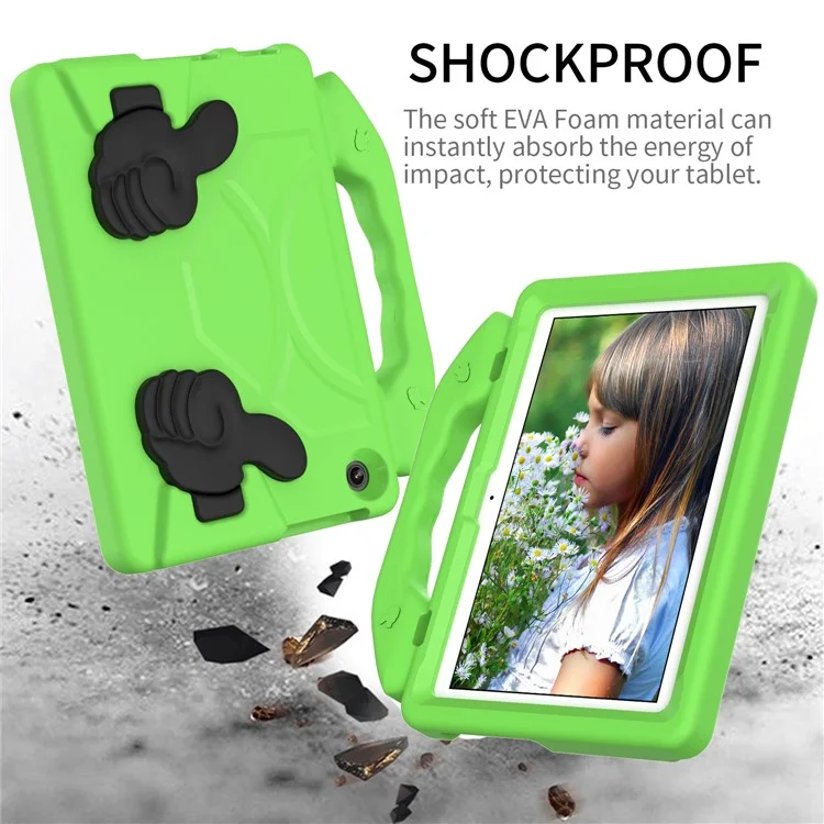 For Lenovo Tab M10 (Gen 3) EVA Tablet Case Foldable Thumb Kickstand Handle Grip Tablet Cover - Green