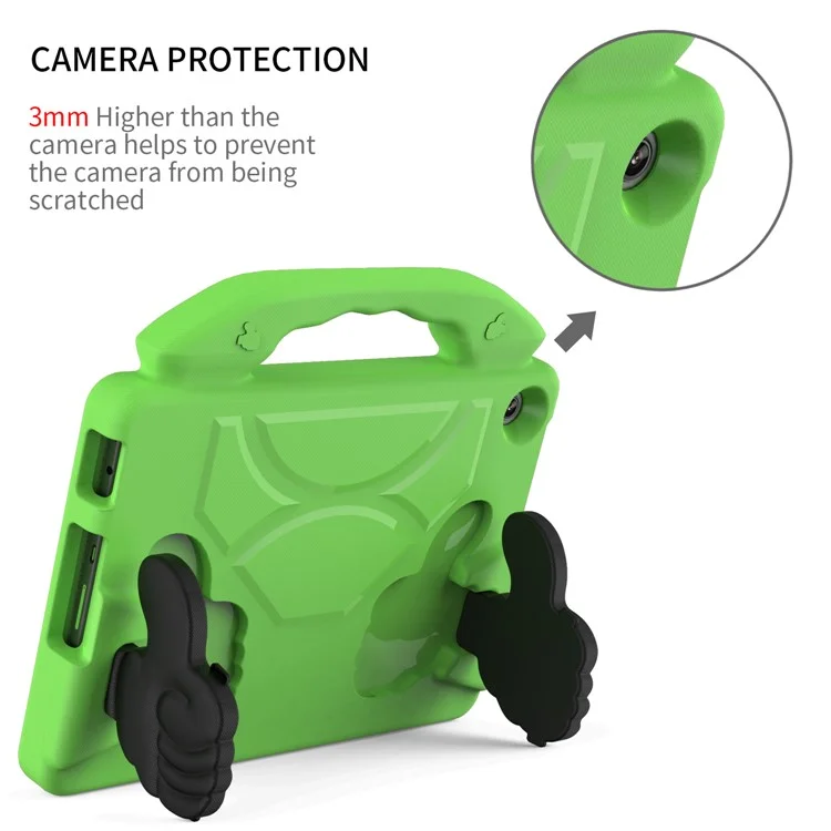 For Lenovo Tab M10 (Gen 3) EVA Tablet Case Foldable Thumb Kickstand Handle Grip Tablet Cover - Green