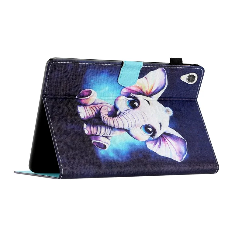 Para Lenovo Tab M10 HD Gen 2 Capa a Prova de Choque Caso PU Leather Flip Cover Impressão de Padrão Anti-Queda Tablet Shell - Elefante