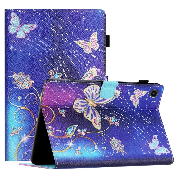 For Lenovo Tab M10 (Gen 3) Pattern Printing PU Leather Flip Cover Anti-Drop Tablet Case - Blue Butterfly