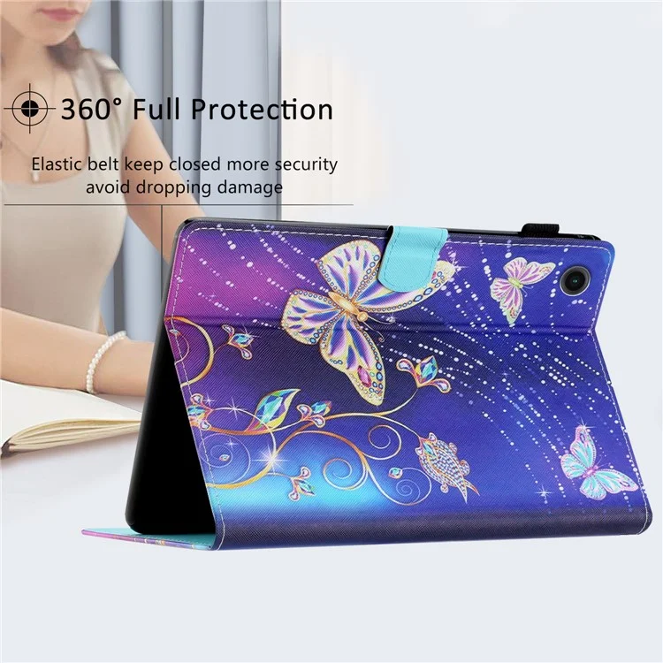 For Lenovo Tab M10 (Gen 3) Pattern Printing PU Leather Flip Cover Anti-Drop Tablet Case - Blue Butterfly