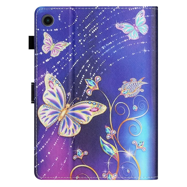 For Lenovo Tab M10 (Gen 3) Pattern Printing PU Leather Flip Cover Anti-Drop Tablet Case - Blue Butterfly
