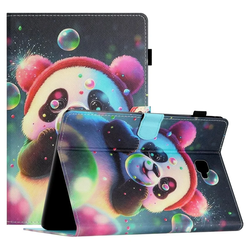 For Samsung Galaxy Tab A 10.1 (2016) T580 / T585 PU Leather Cover Pattern Printing Shockproof Tablet Case - Panda