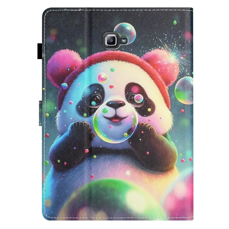 For Samsung Galaxy Tab A 10.1 (2016) T580 / T585 PU Leather Cover Pattern Printing Shockproof Tablet Case - Panda