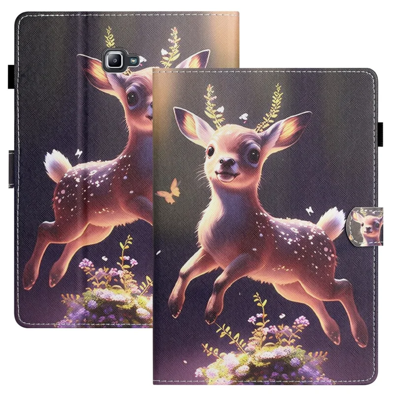 For Samsung Galaxy Tab A 10.1 (2016) T580 / T585 PU Leather Cover Pattern Printing Shockproof Tablet Case - Deer