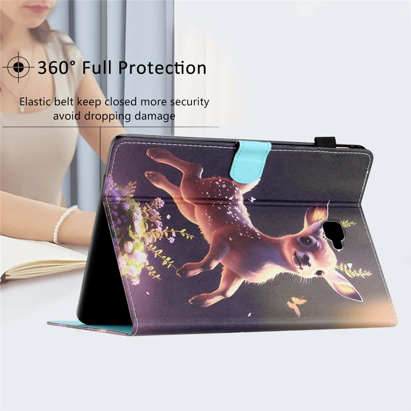 For Samsung Galaxy Tab A 10.1 (2016) T580 / T585 PU Leather Cover Pattern Printing Shockproof Tablet Case - Deer