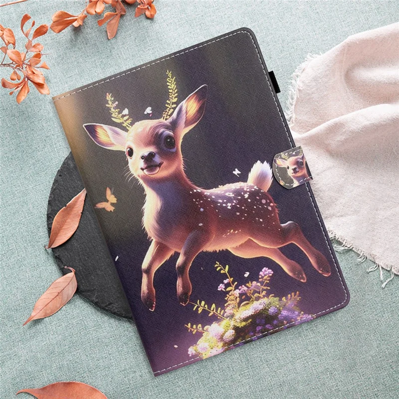 For Samsung Galaxy Tab A 10.1 (2016) T580 / T585 PU Leather Cover Pattern Printing Shockproof Tablet Case - Deer