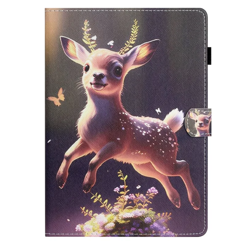 For Samsung Galaxy Tab A 10.1 (2016) T580 / T585 PU Leather Cover Pattern Printing Shockproof Tablet Case - Deer