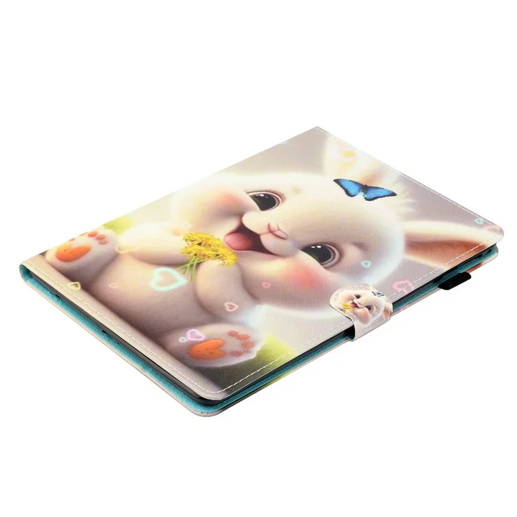 Para Samsung Galaxy Tab A7 10.4 (2020) / (2022) T500 / T505 Funda de Piel Sintética Flip Cover Impresión de Patrones Anti-Caída Funda para Tablet - Conejo
