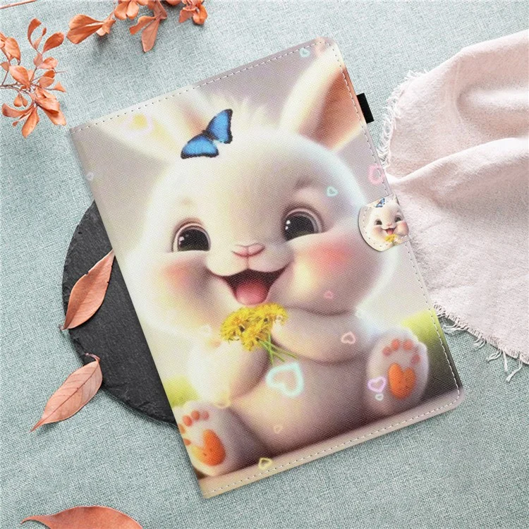 Para Samsung Galaxy Tab A7 10.4 (2020) / (2022) T500 / T505 Funda de Piel Sintética Flip Cover Impresión de Patrones Anti-Caída Funda para Tablet - Conejo