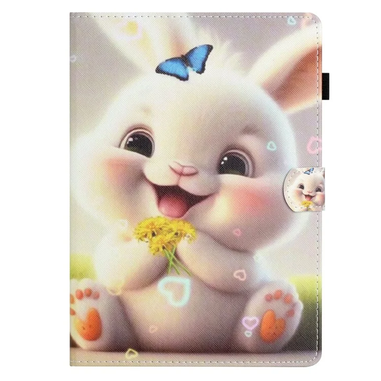Para Samsung Galaxy Tab A7 10.4 (2020) / (2022) T500 / T505 Funda de Piel Sintética Flip Cover Impresión de Patrones Anti-Caída Funda para Tablet - Conejo