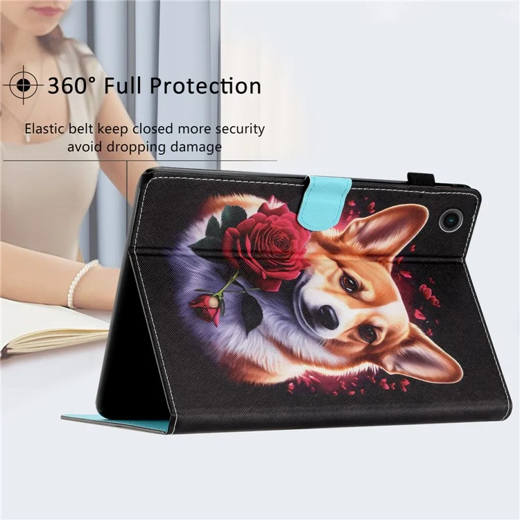 Para Samsung Galaxy Tab A8 10.5 (2021) X205 / X200 Capa Protetora de Tablet Impressão de Padrão Couro PU Flip Cover - Cachorro