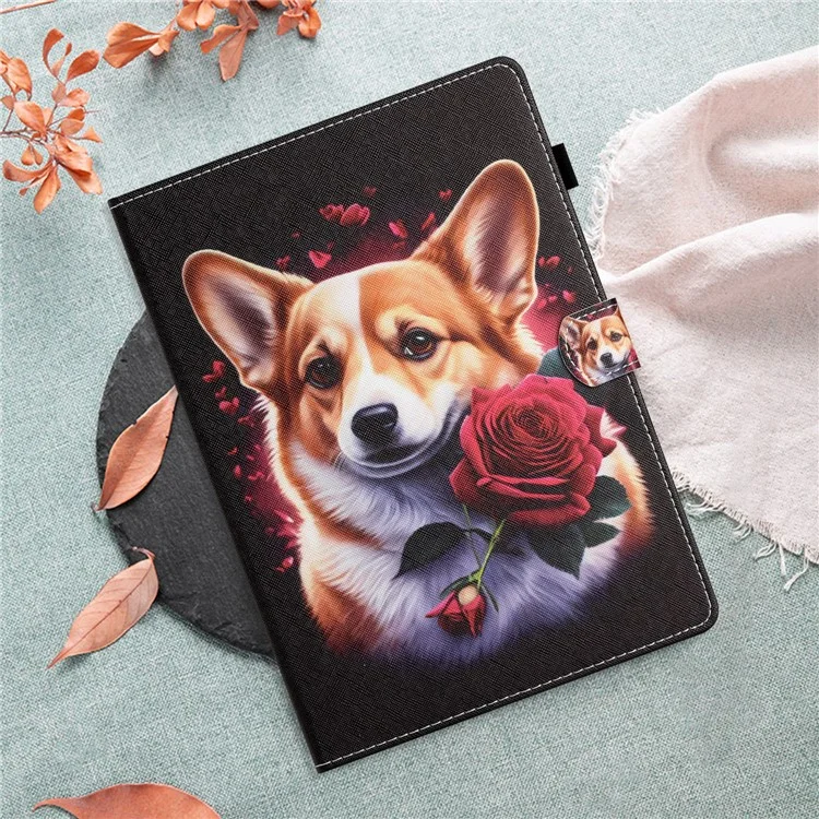 Para Samsung Galaxy Tab A8 10.5 (2021) X205 / X200 Capa Protetora de Tablet Impressão de Padrão Couro PU Flip Cover - Cachorro