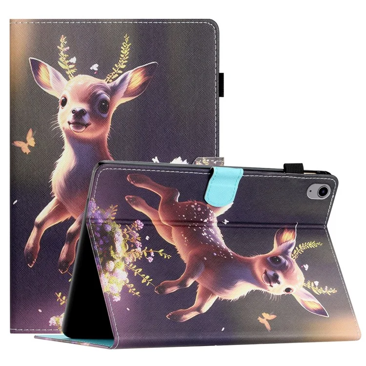 Anti-Drop Tablet Case for iPad (2025) / 10.9 (2022) PU Leather Folio Flip Cover Pattern Printing Shockproof Case - Deer