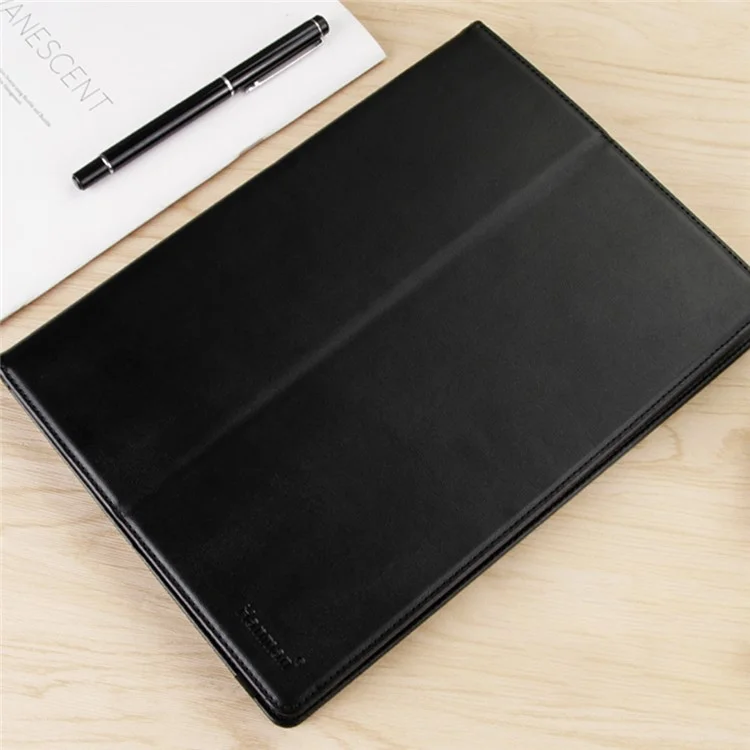 HANMAN para Tableta de 11 Pulgadas Funda de Cuero Universal Billetera Soporte Flip Cover con Hebilla Fija - Negro