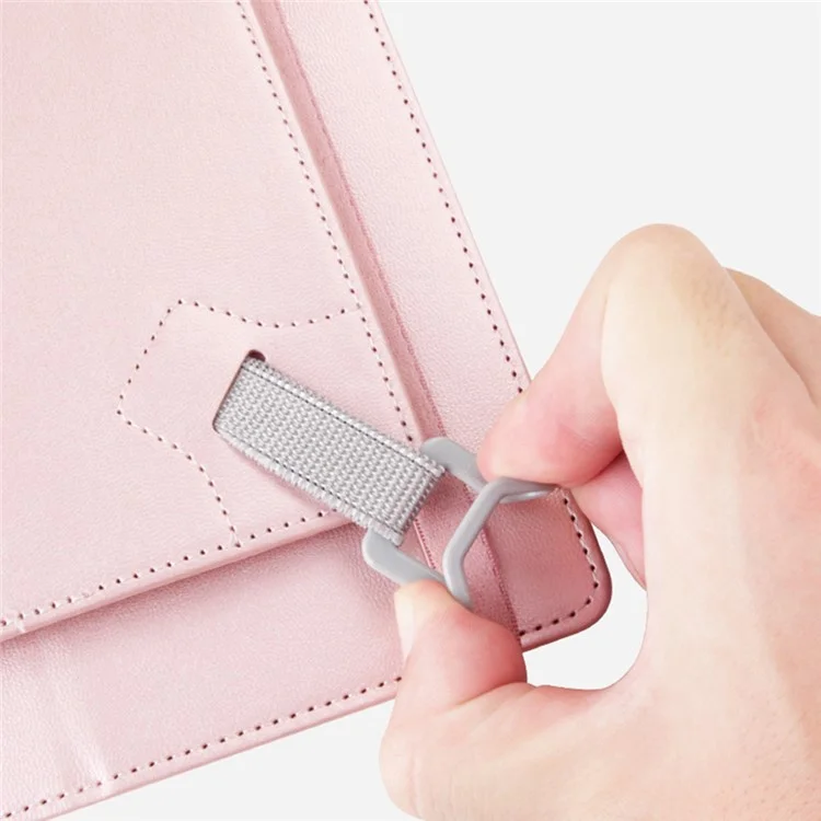 HANMAN Universal 7-inch Tablet Anti-scratch Leather Case Wallet Stand Flip Cover with Fixing Buckle - Rose Gold