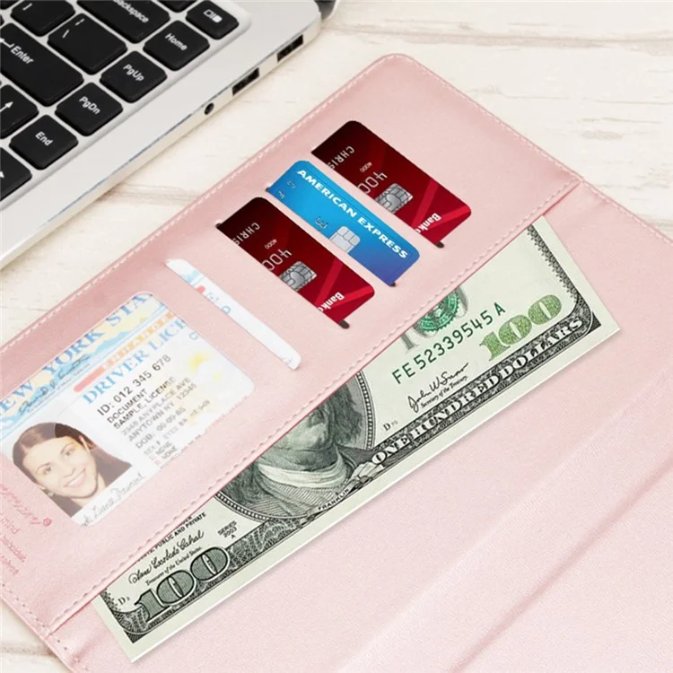 HANMAN Capa Protetora Dobrável de 11 Polegadas Flip Cover Universal de Couro PU para Tablet - Rose Gold
