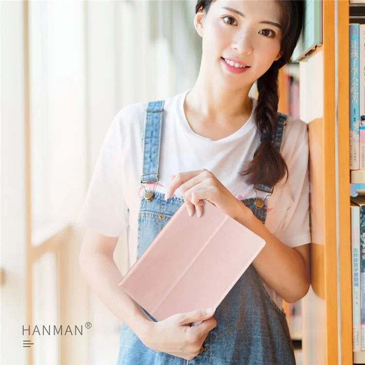 HANMAN Leather Flip Cover for 10 inch Tablet Case Anti-Scratch 4 Buckle Tablet Protector with Card Slot, Wallet - Black