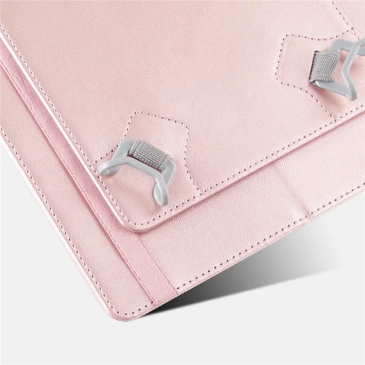HANMAN Leather Flip Cover for 10 inch Tablet Case Anti-Scratch 4 Buckle Tablet Protector with Card Slot, Wallet - Black