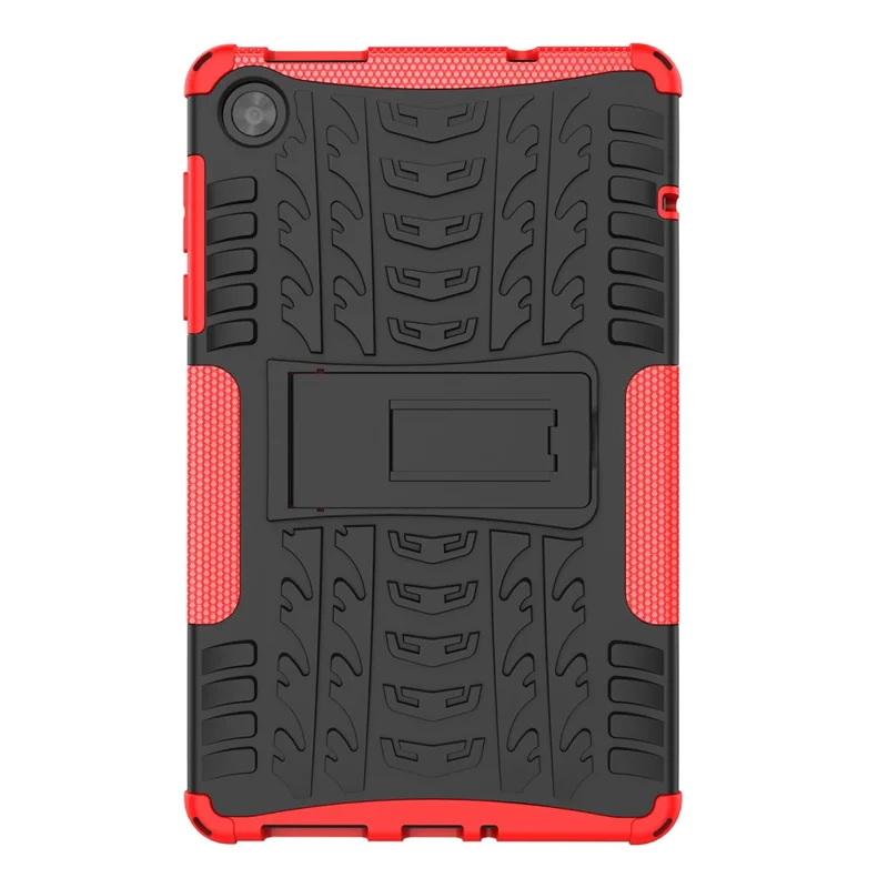 For Lenovo Tab M8 (4th Gen) 2024 TB-301XU / M8 (4th Gen) 2023 TB-300FU Kickstand Tablet Case Tire Texture TPU PC Cover - Red